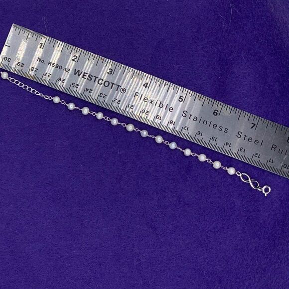 Bracelet with charm, sterling 925 silver, real pearls, NWOT, infinity charm - Picture 3 of 15